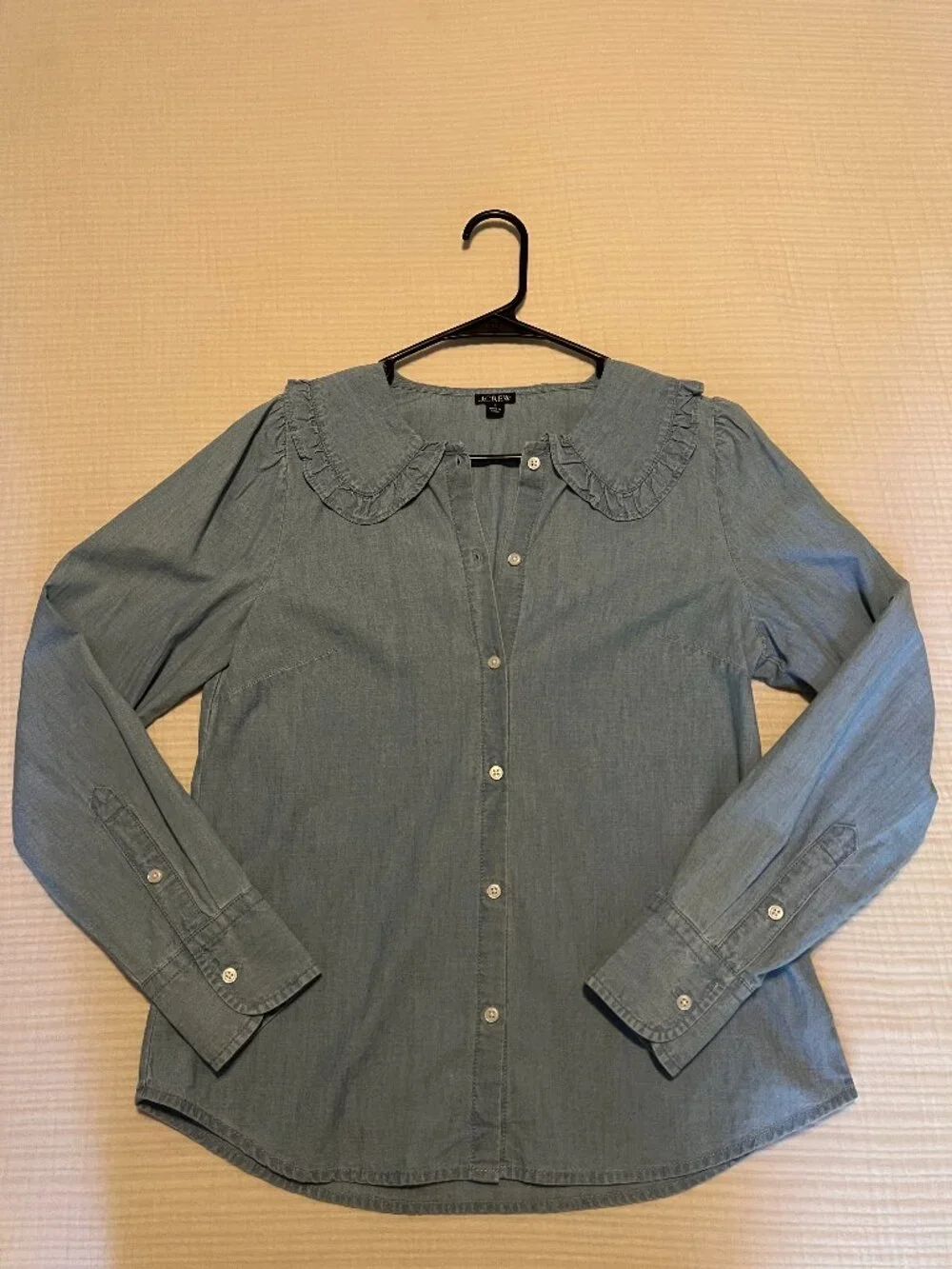 J. Crew Ruffle-collar chambray shirt